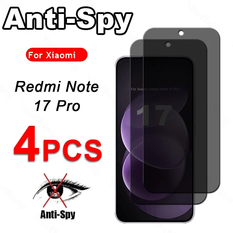 Sichtschutzglas für Xiaomi Redmi Note 17 Pro Glas Anti-Spy Displayschutzfolie Redmi Note 17 Pro Gehärtete Glasfolie