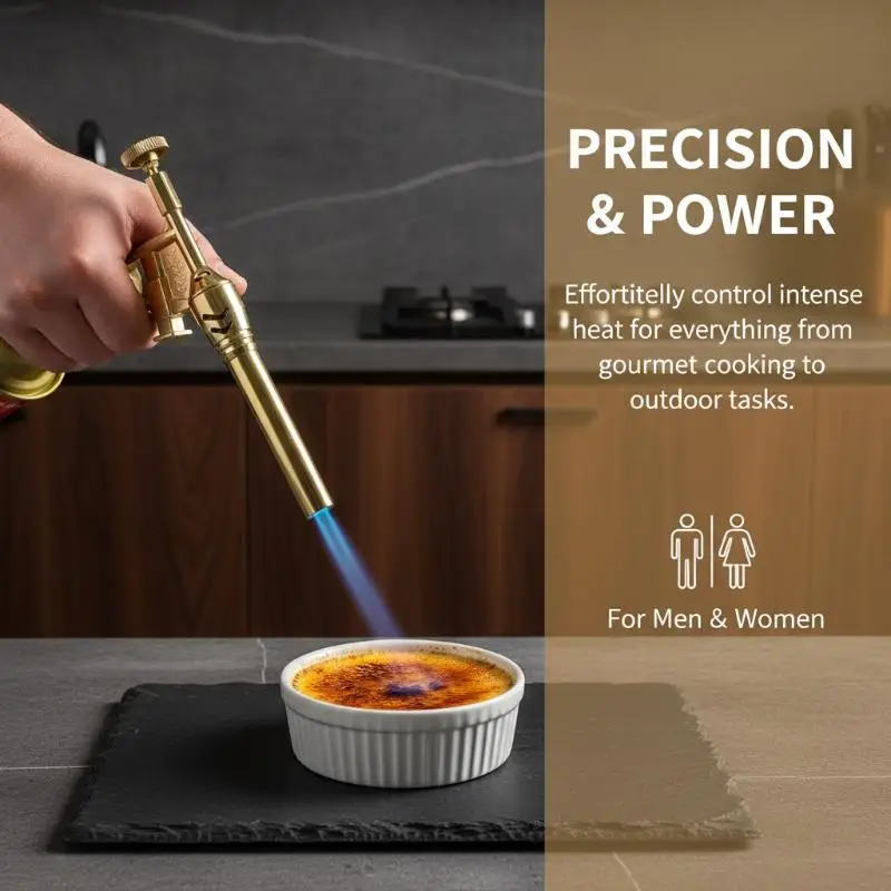 Portable Copper Gas Welding Torch Adjustable High Temperature Flame for Outdoor BBQ Metal Brazing