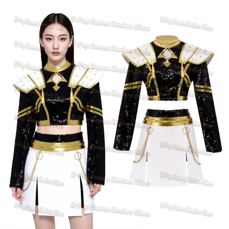 

Huntrix KPop Demon Hunters Black Cosplay Zoe Zoey Rumi Mira Cosplay Costume Wig Korea Idol Uniform Sexy Halloween Party Dress