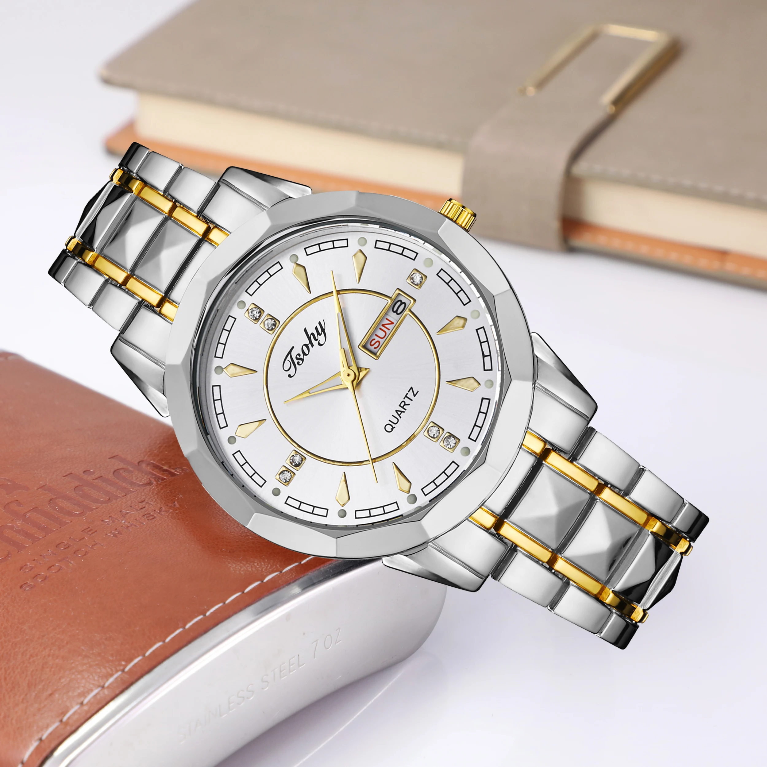 분위기 있는 다각형 다이얼 남성용 시계 트렌드, 심플하고 잘 생긴 내구성 비즈니스 학생 남성 시계