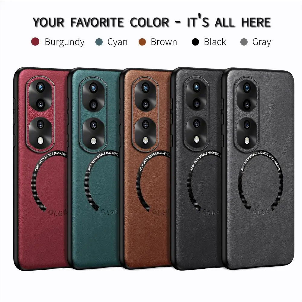 Para honra 70pro 60pro carro magsafe caso de luxo capa couro do plutônio para honra 60se 50se couro magnético proteger capa traseira escudo