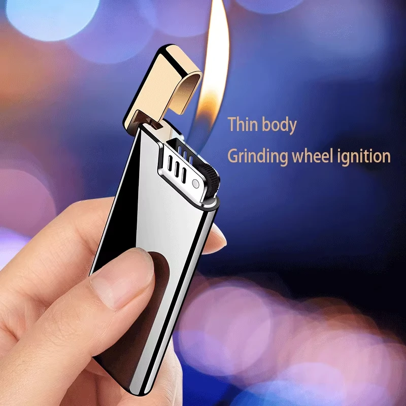 DK7703 slim inflatable wire drawing grinding wheel lighter can be used for laser engraving and advertising production