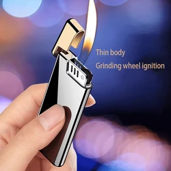 DK7703 slim inflatable wire drawing grinding wheel lighter can be used for laser engraving and advertising production