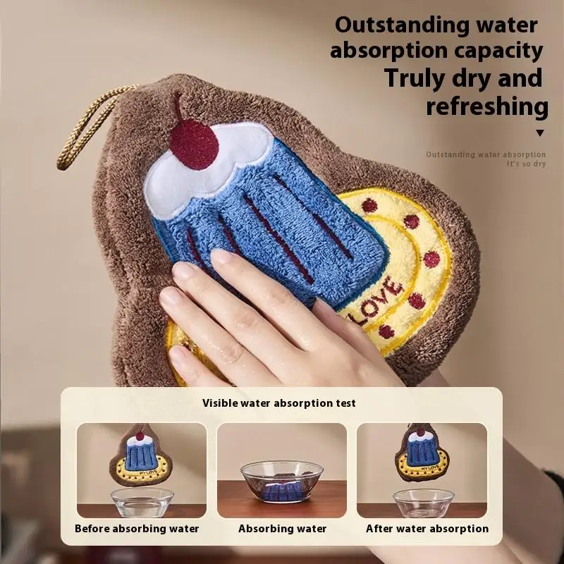 Kitchen Hand Towel Bathroom Absorbent Hand Towel Wall Hanging Cloth Thickened Handkerchief For Kitchen Hand Towel Cleaning’ view 6