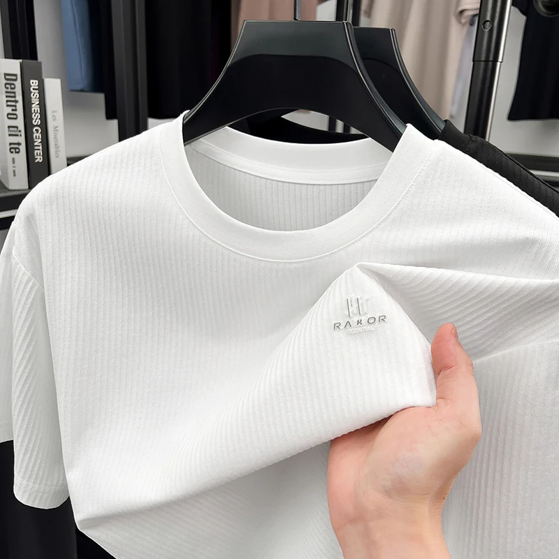 

Men's Short Sleeved T-shirt 2026 Summer New Loose, Iron Free Thin Round Neck Casual Top for Men