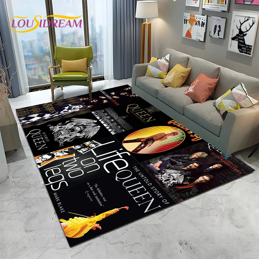 Classics Queen-Rock-Band Freddie Carpet Rug for Home Living Room Bedroom Sofa Doormat Decor,kid Play Area Rug Non-slip Floor Mat