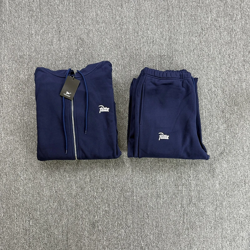 

High Quality PATTA Casual Sweatpants Hoodie Jacket Brand Fashion Women Men Classic Style Black Blue Grey Zipper Hoodie