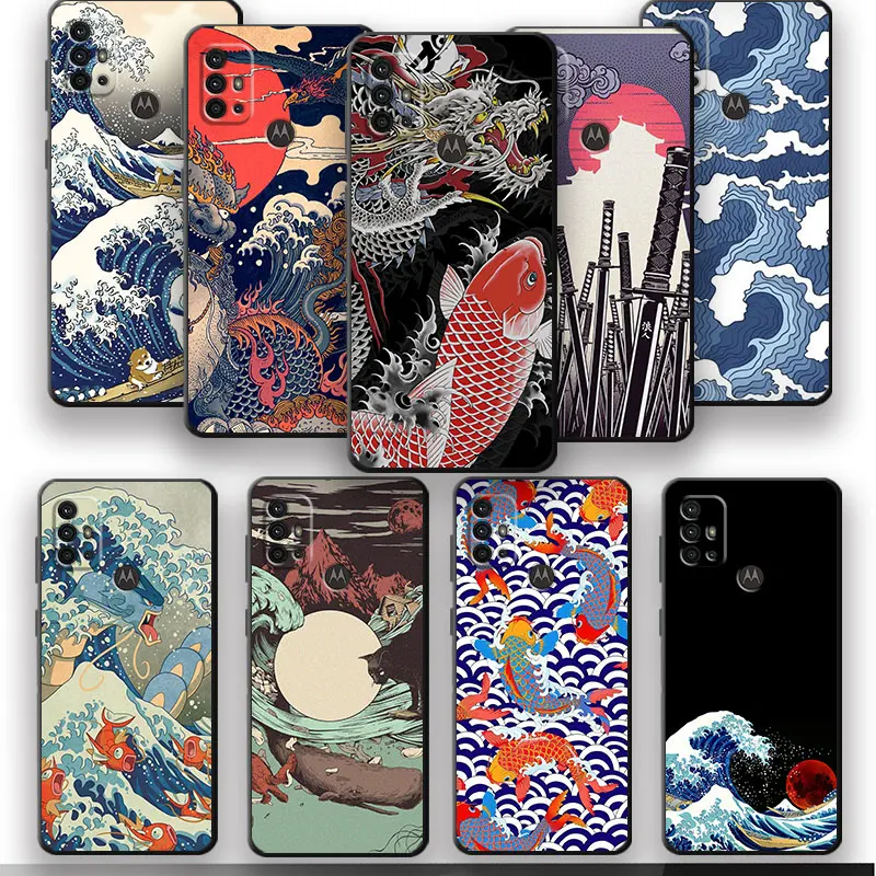 Wave Art Japanese Green Illust Phone Case for Xiaomi Mi 10 5G 9T 10T 11T Note 10 Pro 12X 9 SE A2 Lite 11 Lite 12 10S Cover