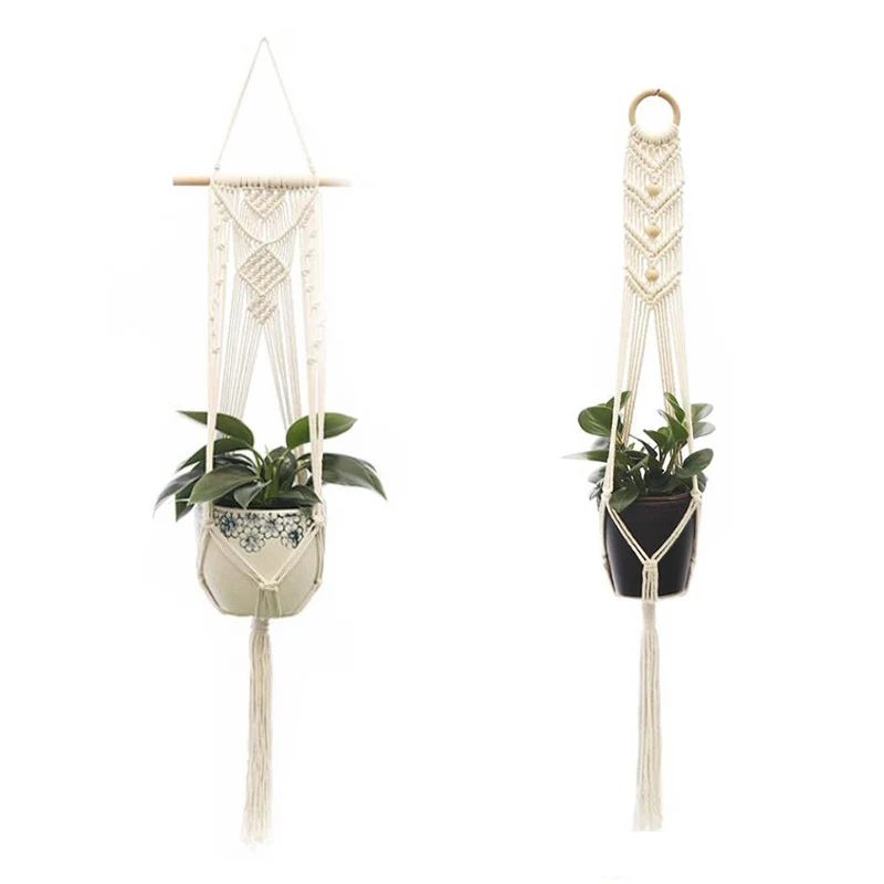 

Vertical Garden Plant Hanging Rope Macrame Hanger Flower Net Pot Baskets Wall Handmade Cotton Rope For Home New Year Decoration