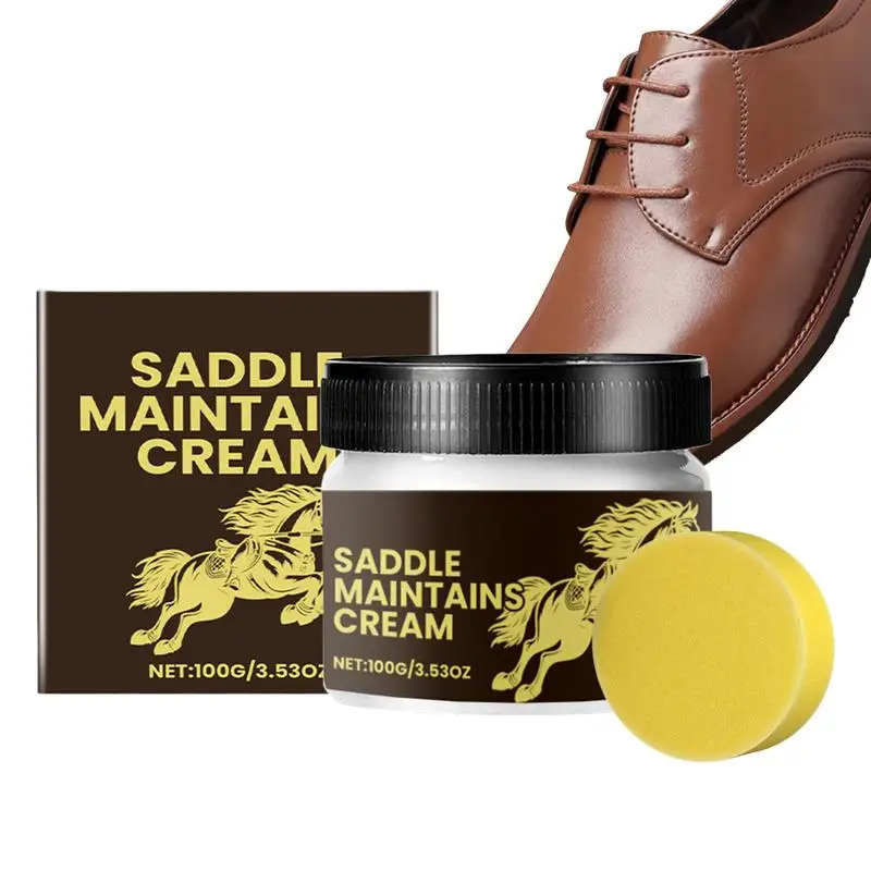 Saddle Butter For Leather 100g Leather Protector Softener Cream Saddle Preservative Balm With Applicator Sponge For Saddles