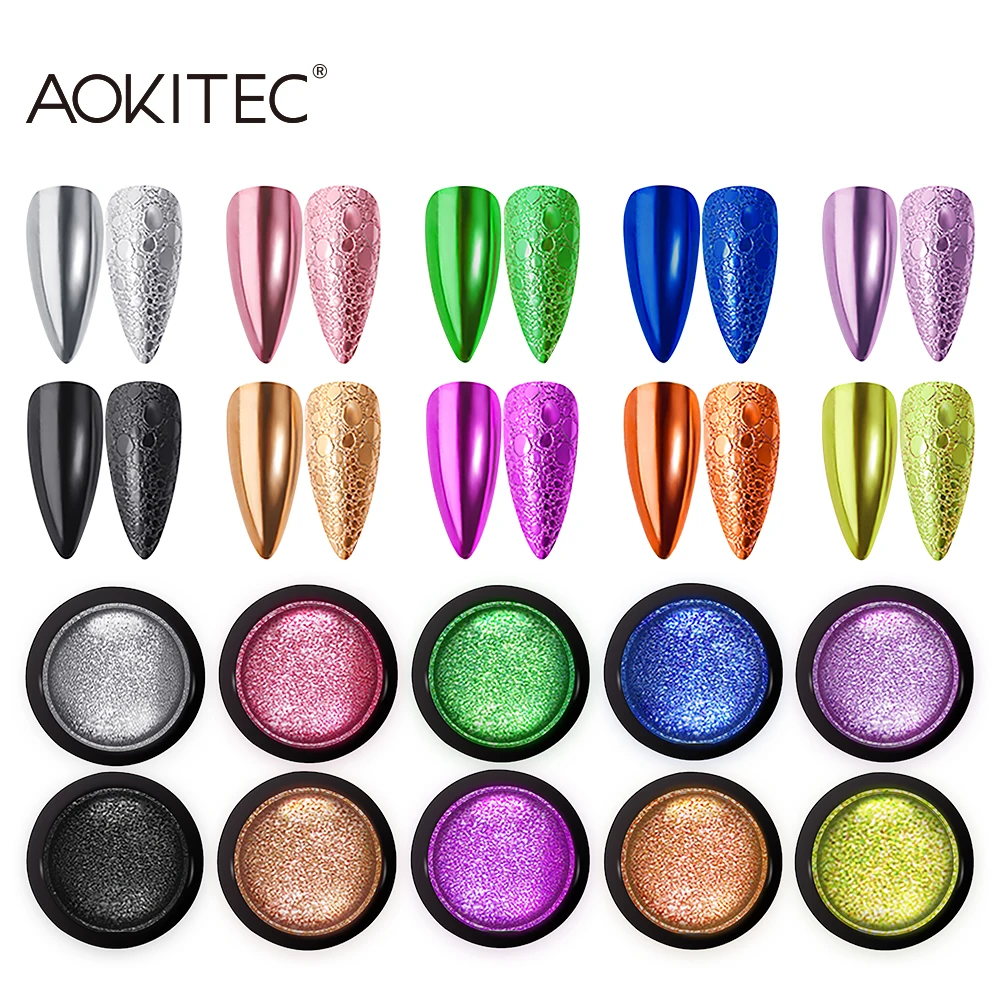 

Aokitec Chrome Nail Powder Magic Mirror Powder Nail Pigments Sequins Sparkle Shining Dust Decoration For Nails