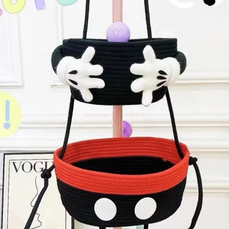 Disney Anime Peripheral Mickey Palm Double-Layer Storage Basket Cute 3d Wall Hanging Basket Storage Box Cartoon Decoration Gifts