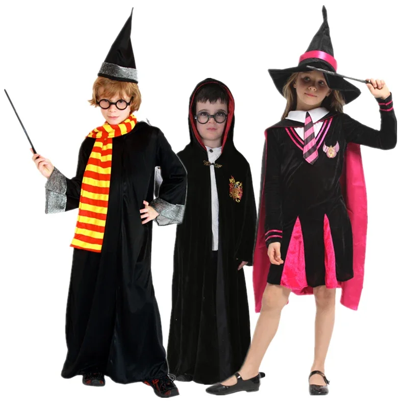 ZA01 Halloween Costumes For Boys Girls Little Wizard Magic Movie Cosplay Suits Outfits Party Fancy ClothesZa0@