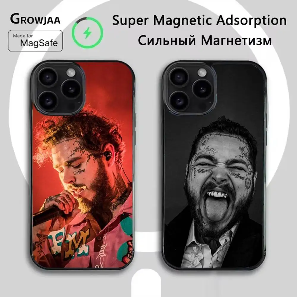 

Чехол для телефона Singer P-Post M-Malone для iPhone 16e, 16, 15,14,13,12,11, Plus, Pro, Max, Mini Magsafe с магнитной беспроводной зарядкой