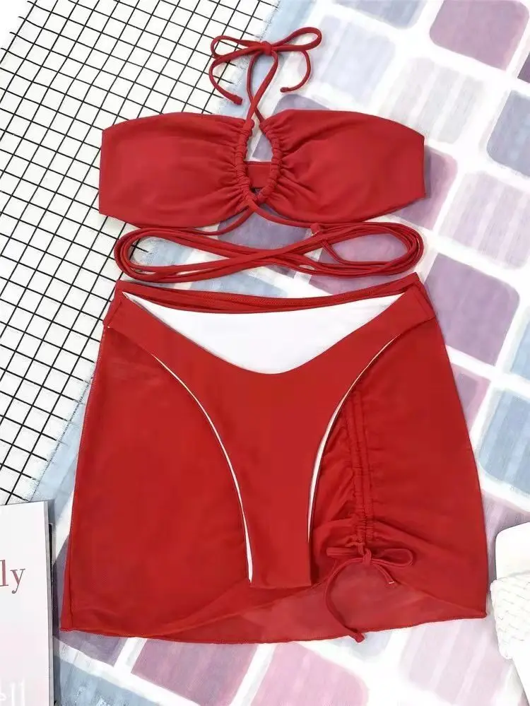 Ladies High Waist Split Bikini 2026 New Trendy Sexy Swimsuit Solid Color Bathing Beachwear Summer Vacation Fashion Bathing Suit - view 6