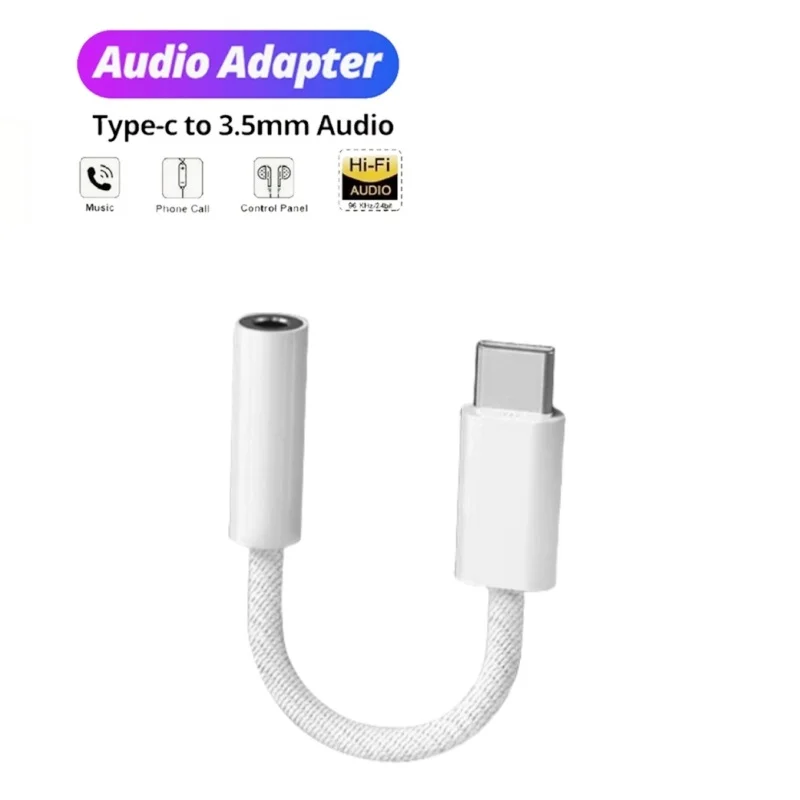 

Type C To 3.5 mm Aux Adapter Jack Audio Cable for Huawei Xiaomi Redmi POCO Sumsang Aux Cable for iPhone 16 15 Serives