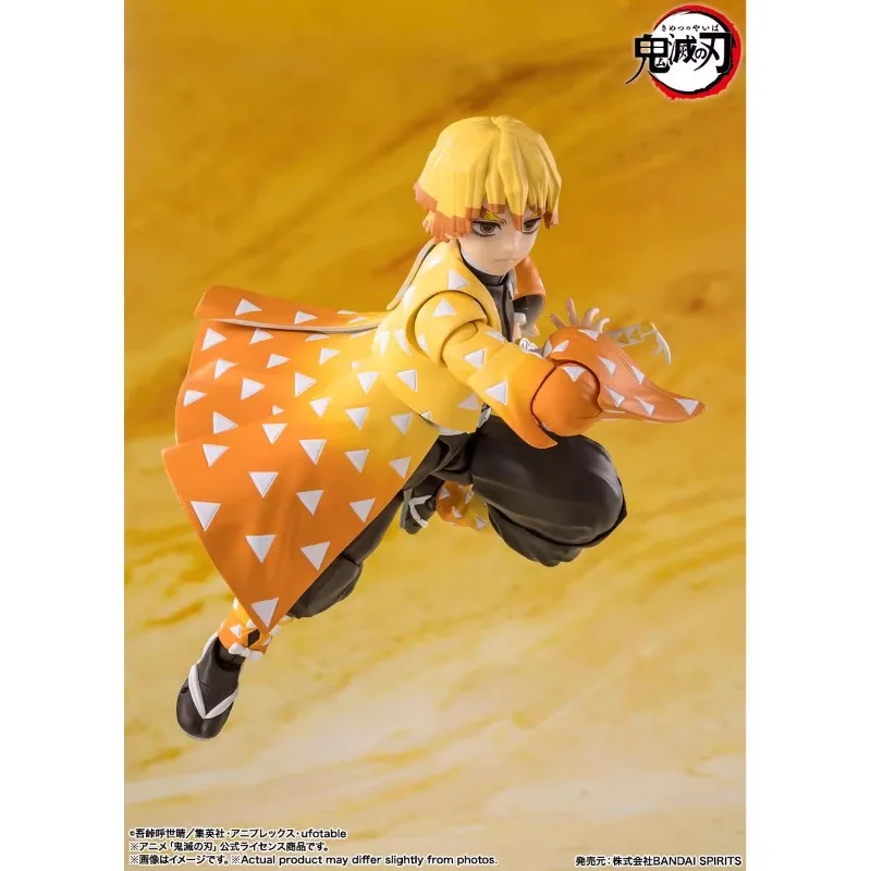 Envío rápido Bandai Anime Demon Slayer SHF Zenitsu Agatsuma modelo Original juguete figura de acción adorno coleccionable regalo para niños