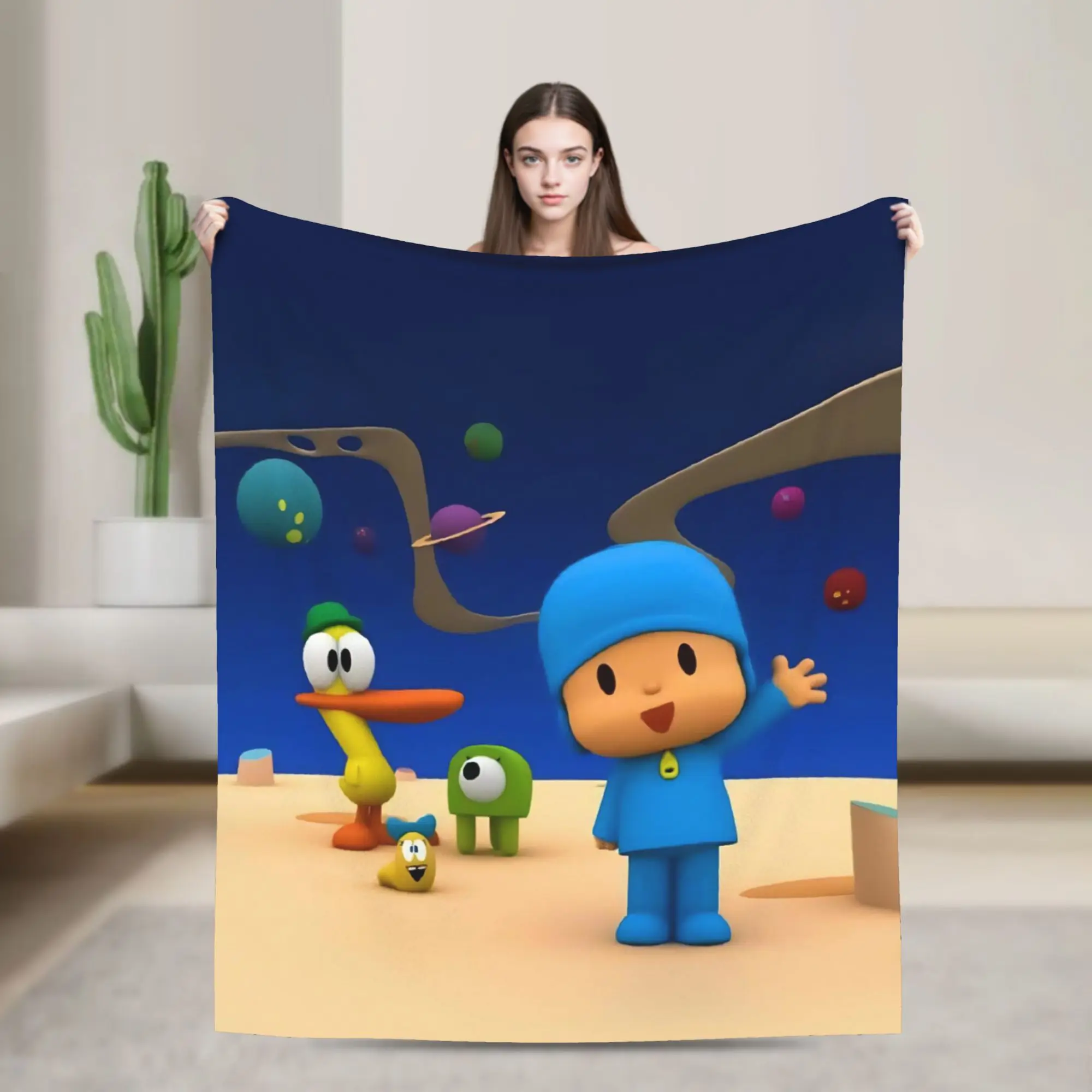 P-POCOYO Elly  Blanket Quality Warm  Bedding Throws Winter Girls Boys Outdoor Pattern Bedspread