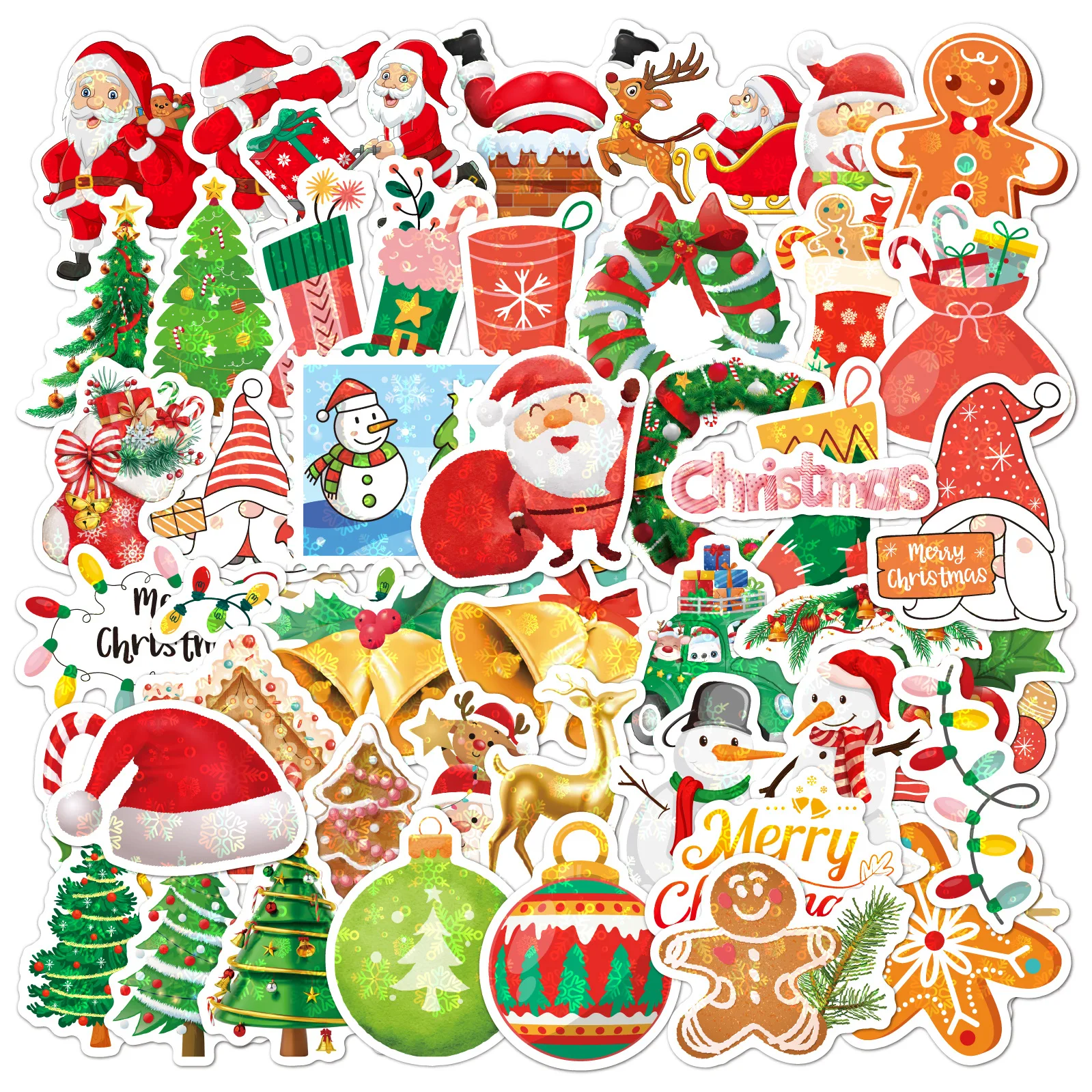 50PCS Christmas Theme Stickers, Non-Repeating Vinyl Waterproof Holiday Gifts for Kid and Teens Xmas Party Favorite Envelopes Tag