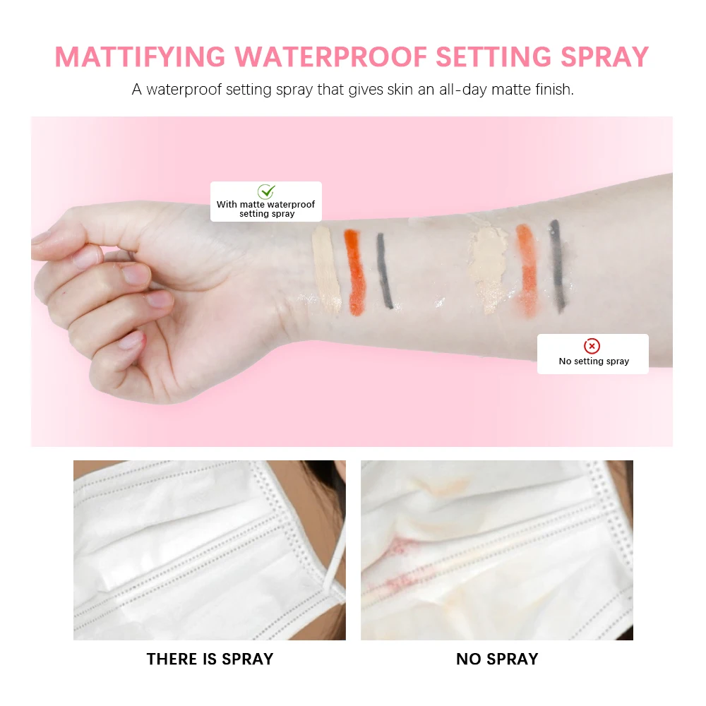 Mattifying Waterproof Setting Spray Glossy Matte Base Makeup Control Oil Non-Sticky Waterproof Make-up Fixer Spray for All Skin