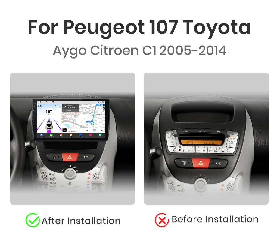 Junsun Qualcomm 8-Kern 360 ° Optionale Kamera, CarPlay, Android Auto Autoradio für Peugeot 107, Toyota Aygo, Citroen C1 2005-2014, 2-DIN-Systeme, Stereo, GPS, SWC, Bluetooth, FM, RDS, DSP, IPS-Bildschirm, intelligente Fahrzeugsysteme, KI-Sprachsteuerung, 4G, WLAN, 8-Kern, Plug&Play-Headunit – Detail 6