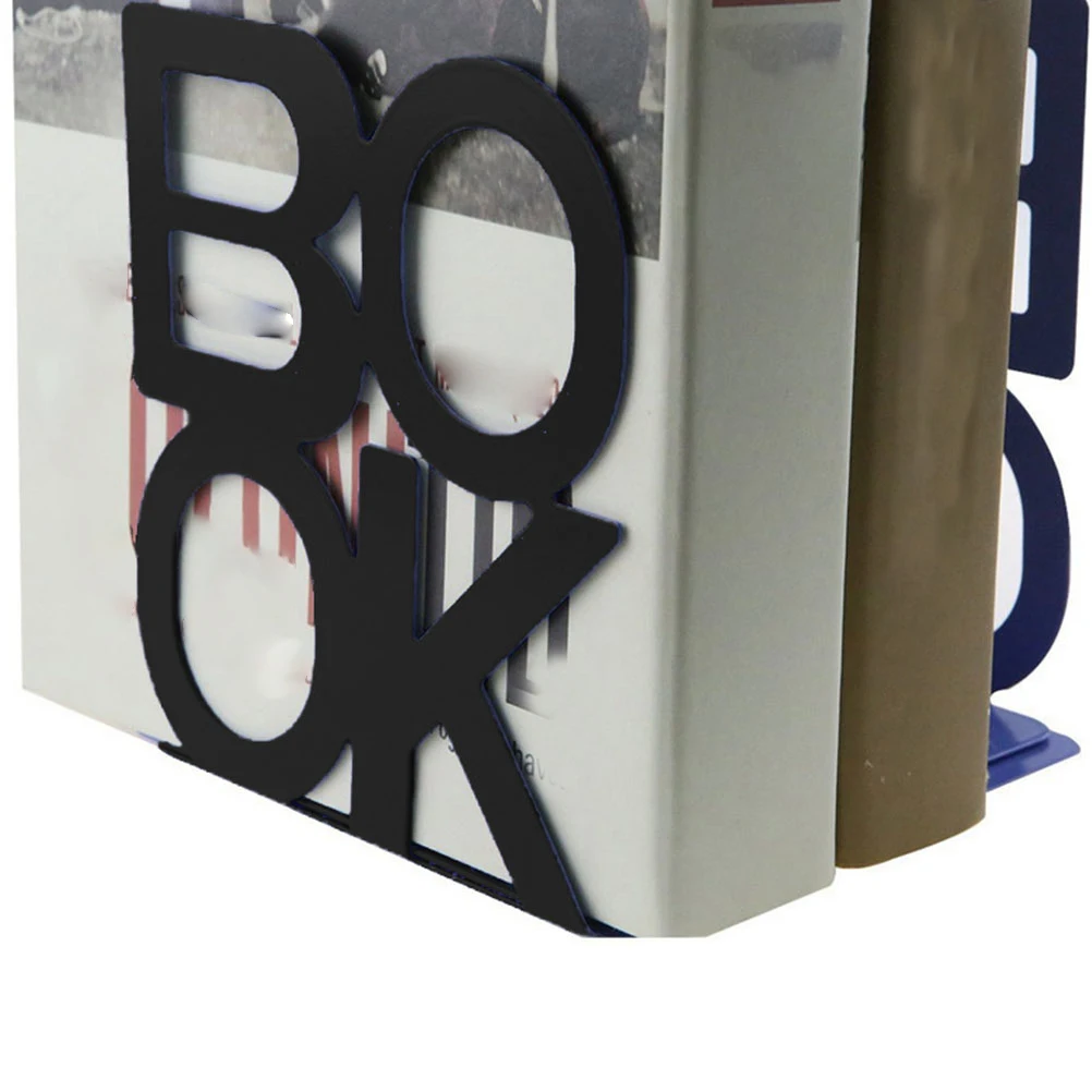 

2pcs Metal Bookend Rack Desk Holder Farmhouse Style Decorative Bookends Stainless Steel Strong Clamping Multifunctional