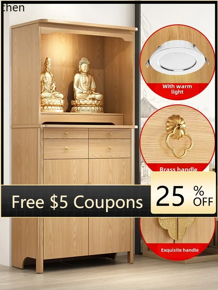 AA  solid wood Buddhist niche new Chinese vertical cabinet for table Buddhist platform household incense case Buddhist cabinet