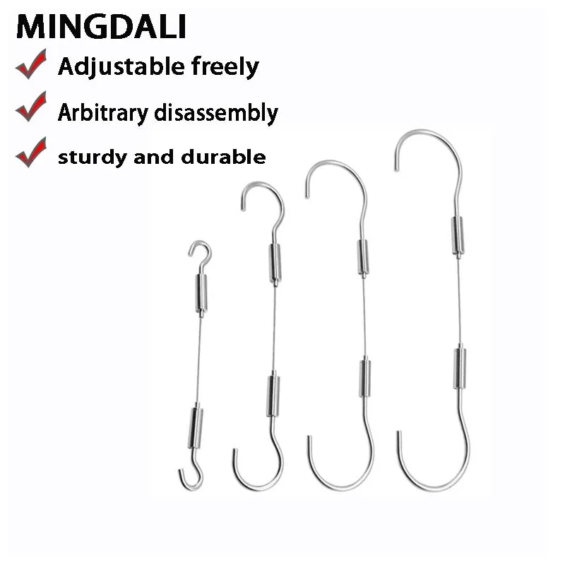 Adjustable stainless steel wire rope clothesline hook hanging rope advertising board lifting device