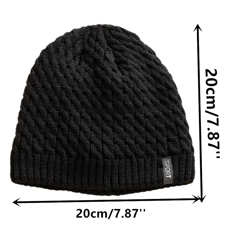 Unisex Sports Label Knitted Hat Fashion Autumn And Winter Beanie Hats For Woman And Man Add Fur Lined Warm Winter Cap