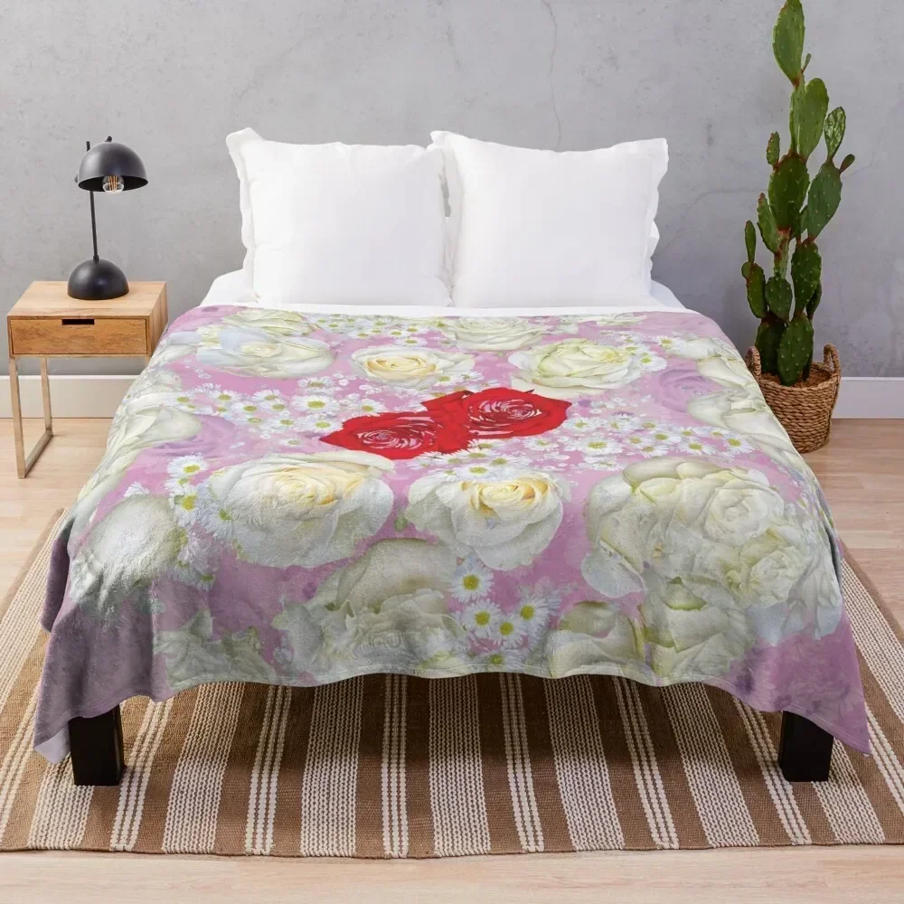 

Baby's White Roses of Freedom by Swoot Throw Blanket