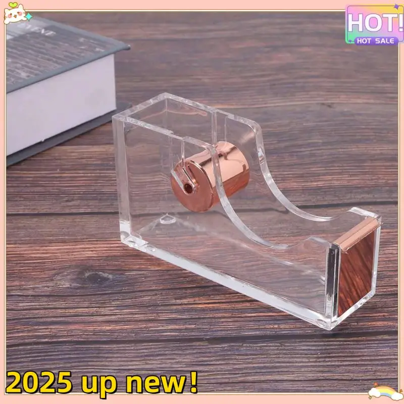 L47anew!-Deluxe Acrylic Design Office Desktop Tape Dispenser Clear Rose Gold
