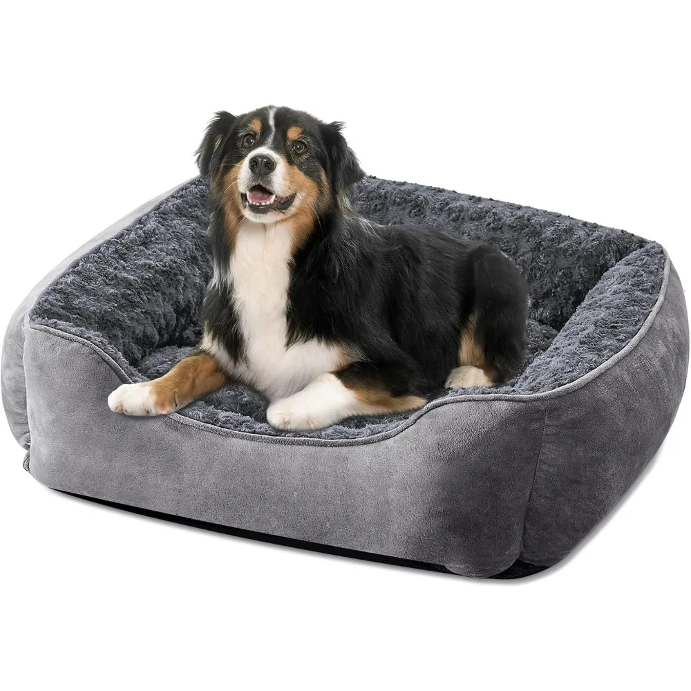 

Прямоугольная кровать для больших, средних и маленьких собак, машинная стирка, спальная собака, диван-кровать, нескользящая дышащая мягкая кровать для щенков