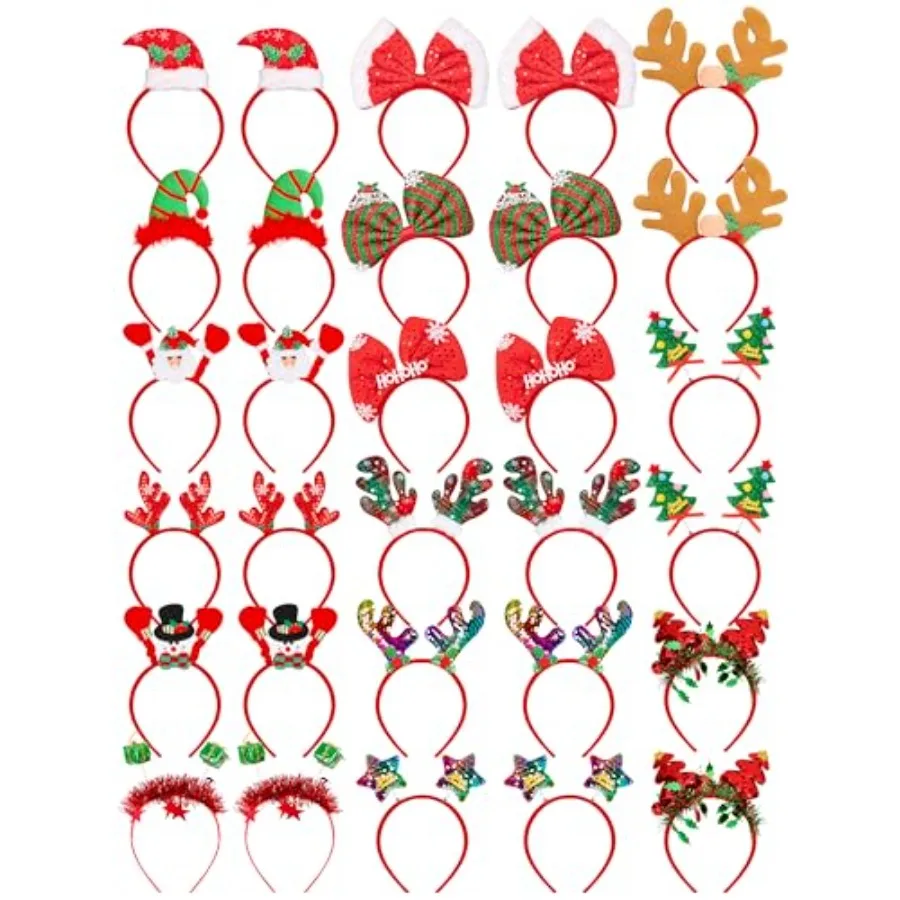 

Christmas Headbands, 15 Styles Christmas Headwear, Reindeer Antler Headbands, Santa Claus Xmas Tree Headpieces, Party Supplies,