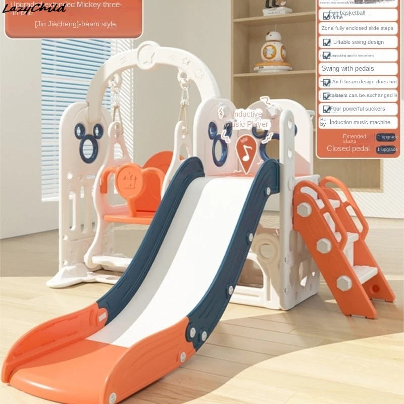 Multifuncional Indoor Playground para Crianças, Baby Slide Swing, Família Sliding Board, Casa 2 a 10 Anos de Idade, 3 em 1