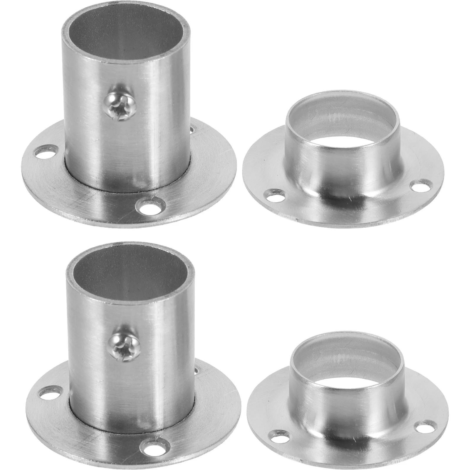 

4Pcs Heavy Duty Closet Rod Sockets Flange Rod Holders Stainless Steel Shower Curtain Pole Socket Closet Pole Socket