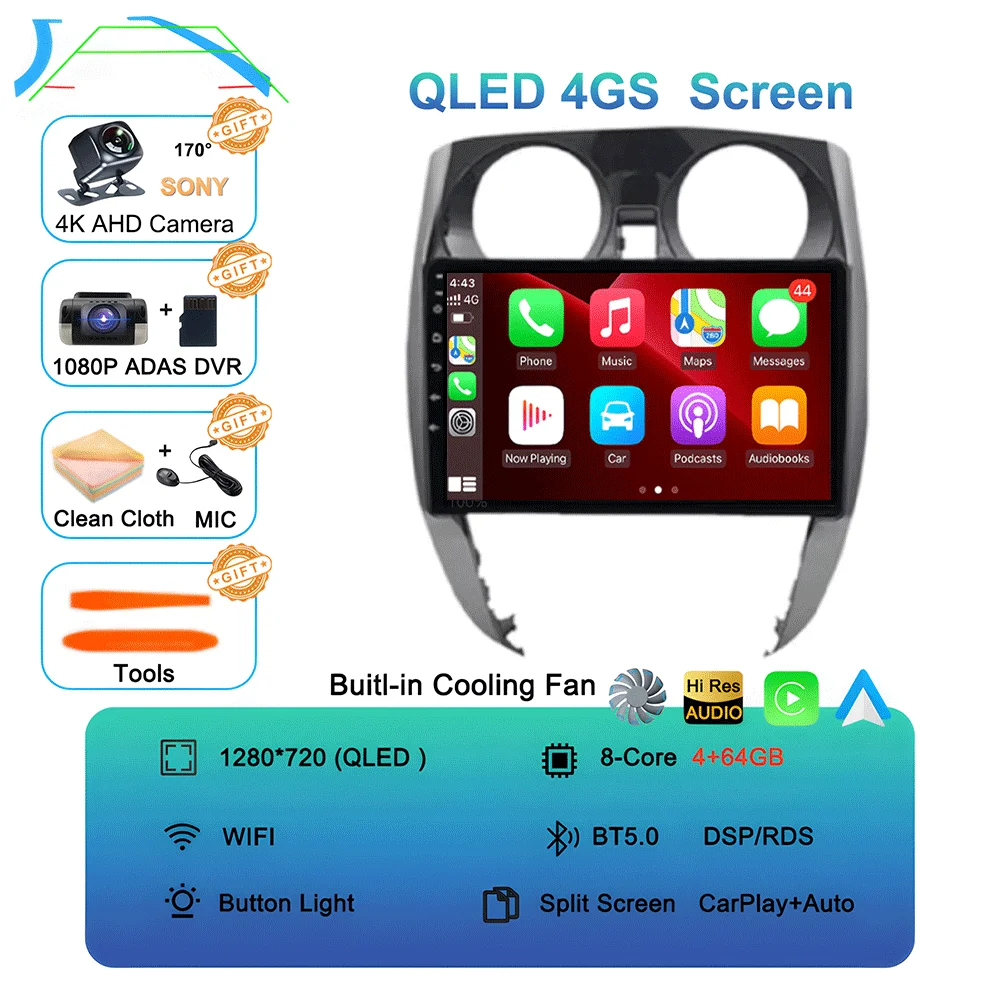 Android 16 Auto voor Nissan Note 2 E12 2012 - 2021 autoradio 2 Din stereo multimediaspeler GPS navigatie Carplay WIFI+4G - afbeelding 1