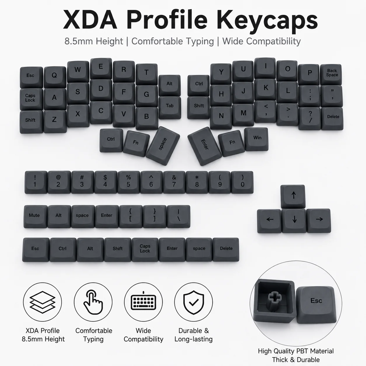 XDA Profile PBT Material Dye-sub Keycap Dedicated to Split Mini MX Mechanical Keyboard compatible with Corne Cornix Sofle Velve