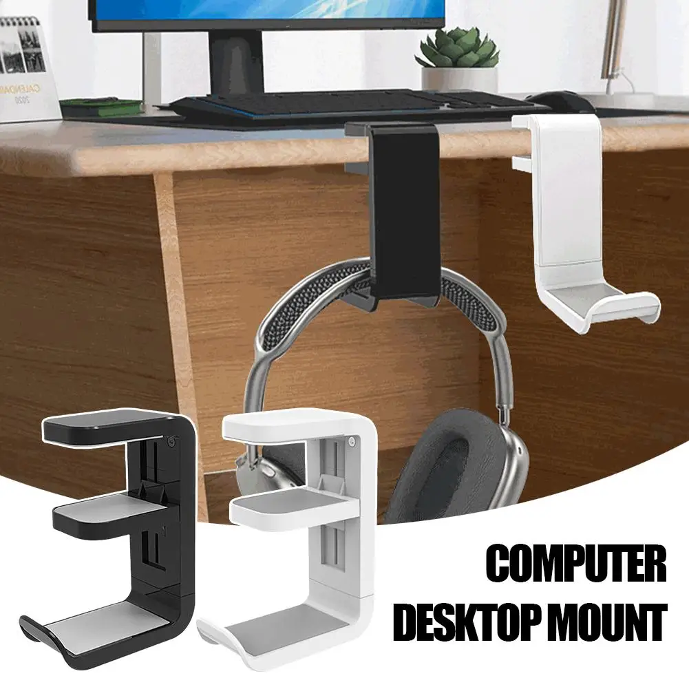 360° Rotating Headphone Clip Computer Desktop Hanger Mount Foldable Wall And Bracket BT Gaming Punch-free Storage Headphone B6T5