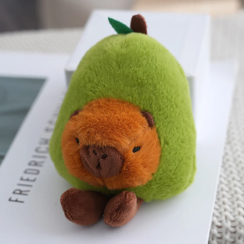 1pcs Cute Avocado Capybara Plush Keychain Pendant Toys Cartoon Kawaii Keyring For Women Girls Backpack Decoration Accessories