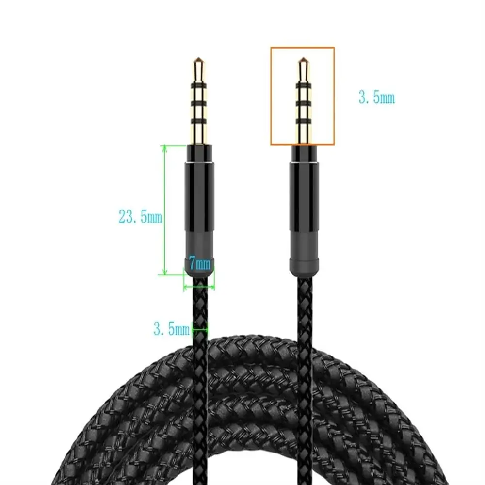 3.5mm Jack AUX Audio 4 Poles Cable With Nylon Braided Headphones For Speaker Car MP3 AUX Extension Cord