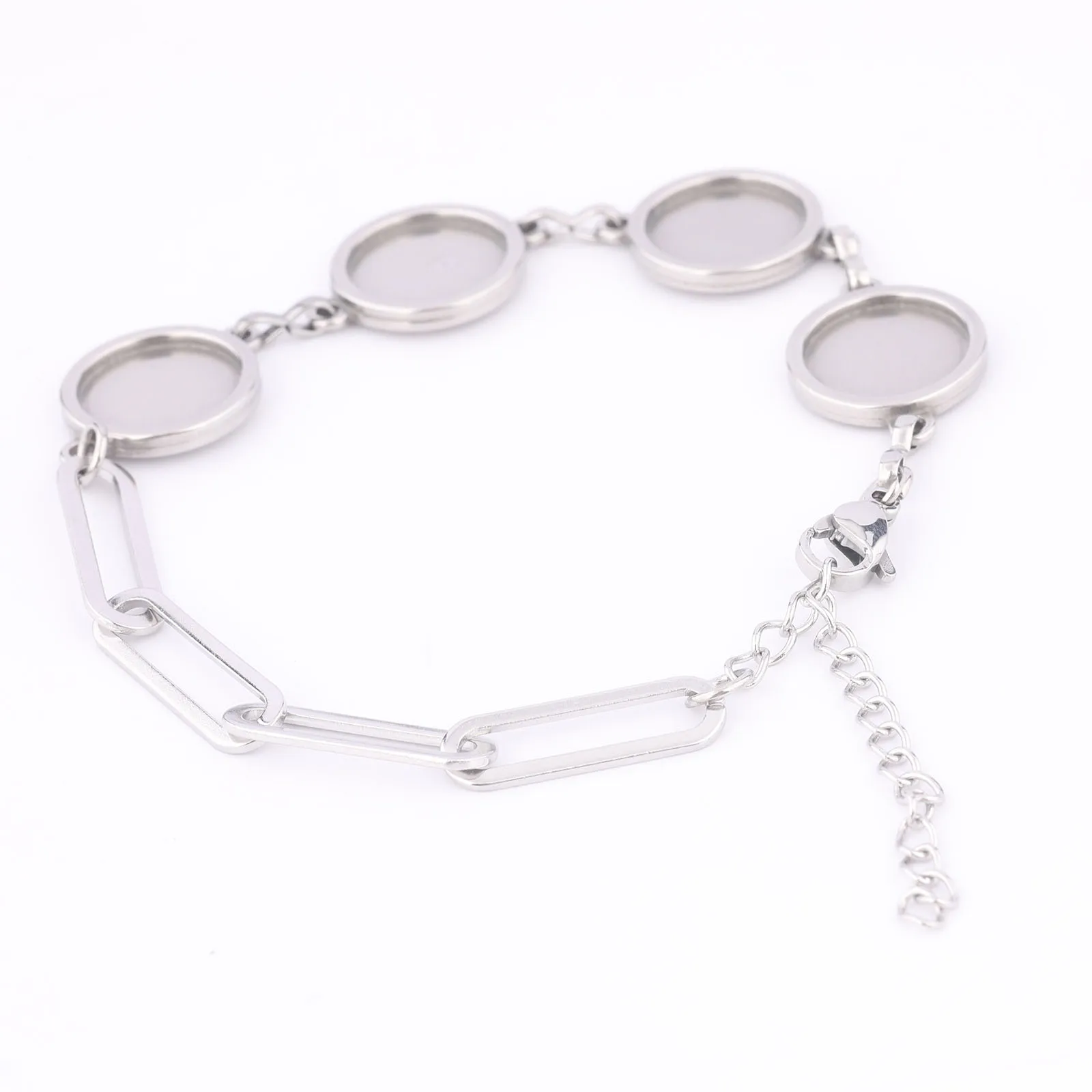 2 Stück Edelstahl passend für 12 mm Cabochon-Armband-Basisrohlinge, DIY-Kettenarmbänder, Lünette für die Schmuckherstellung