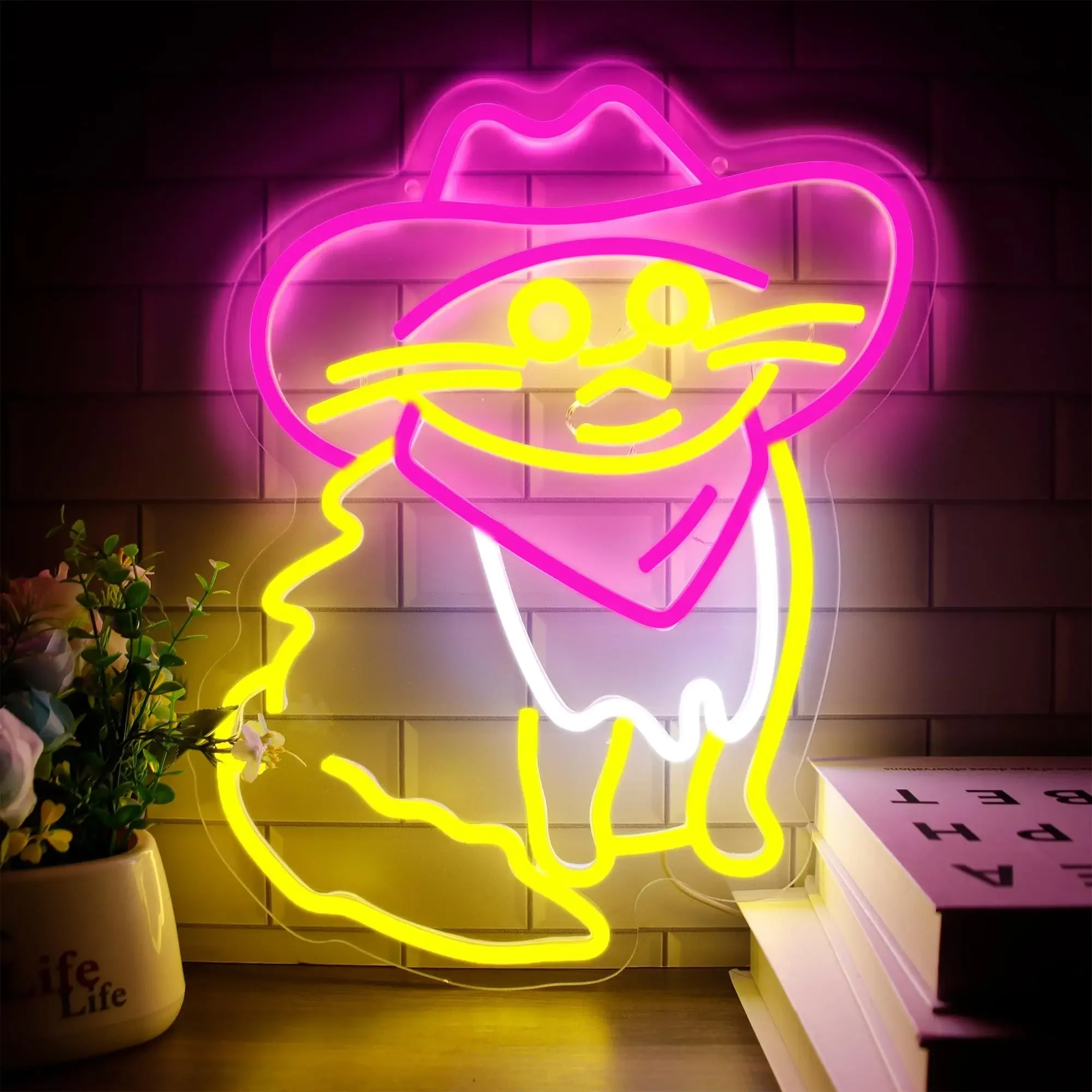 

Светодиодная неоновая вывеска Cat Cow Boy с USB-питанием и регулировкой яркости для игровой комнаты, спальни, бара, гостиной, подарок на день рождения, декор для стен