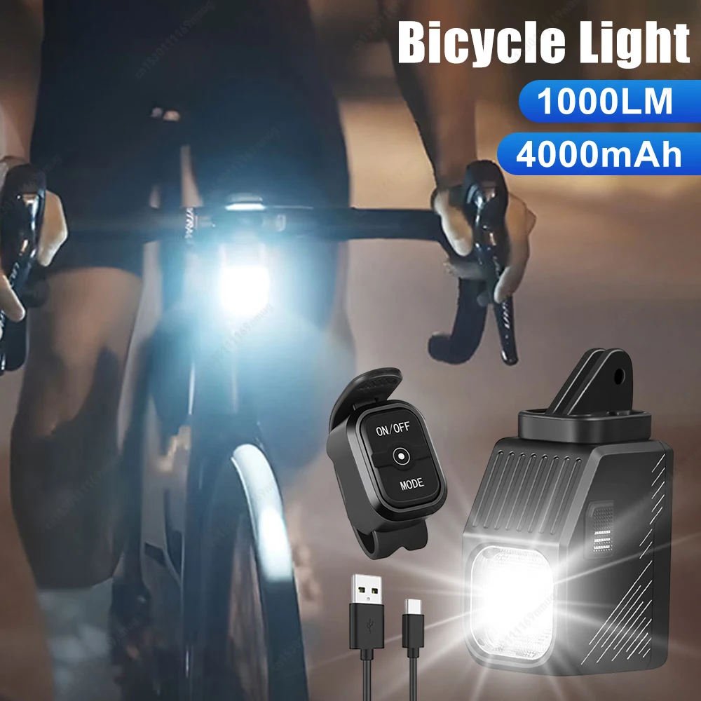 LED الدراجة الجبهة ضوء التحكم عن بعد دراجة معلقة ضوء نوع C USB قابلة للشحن السوبر مشرق الدراجة العلوي لركوب الليل