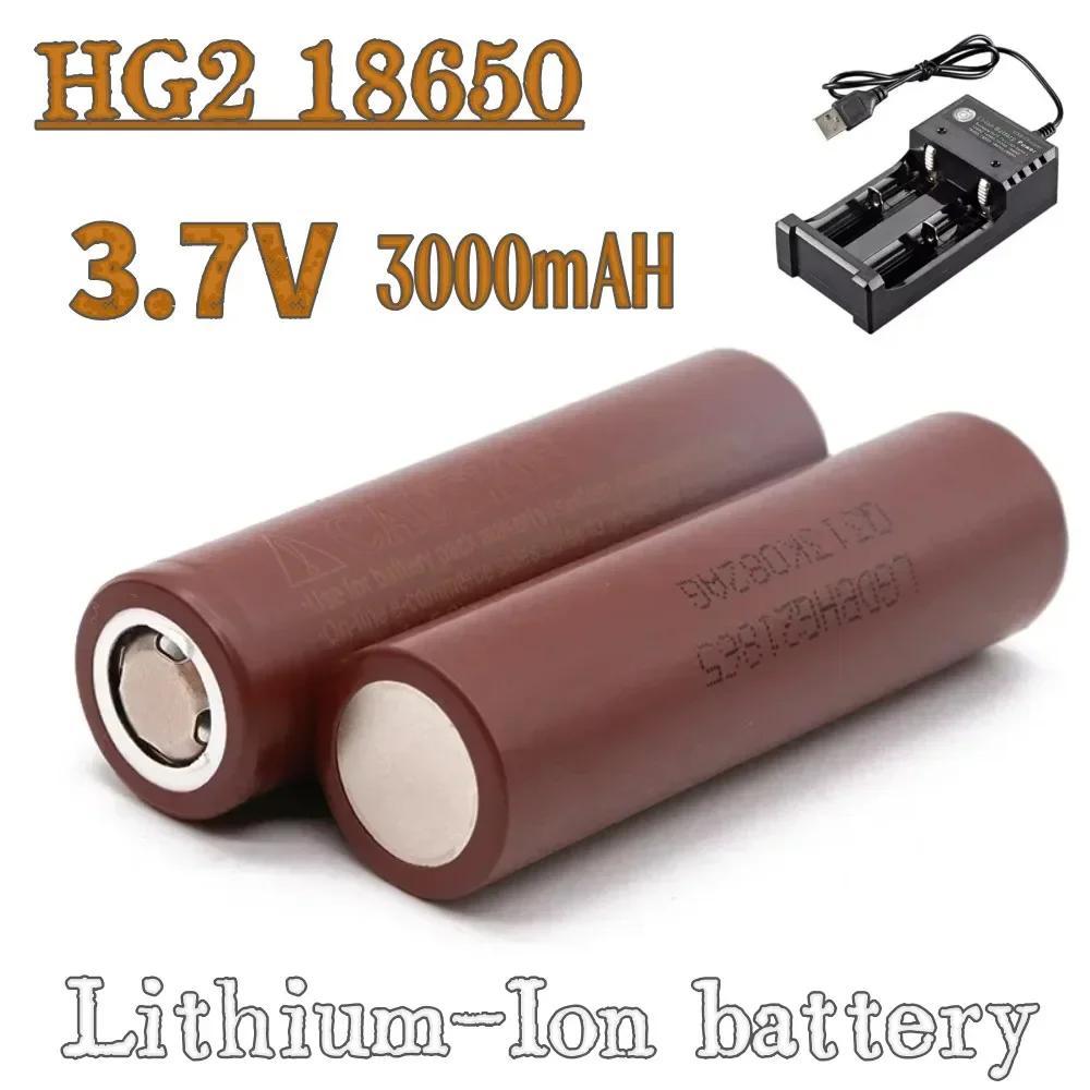 

2024 3.7v 18650 2000/3000mAh 100% Capacity Lithium Rechargeable Battery High Current Discharge 30A for HG2