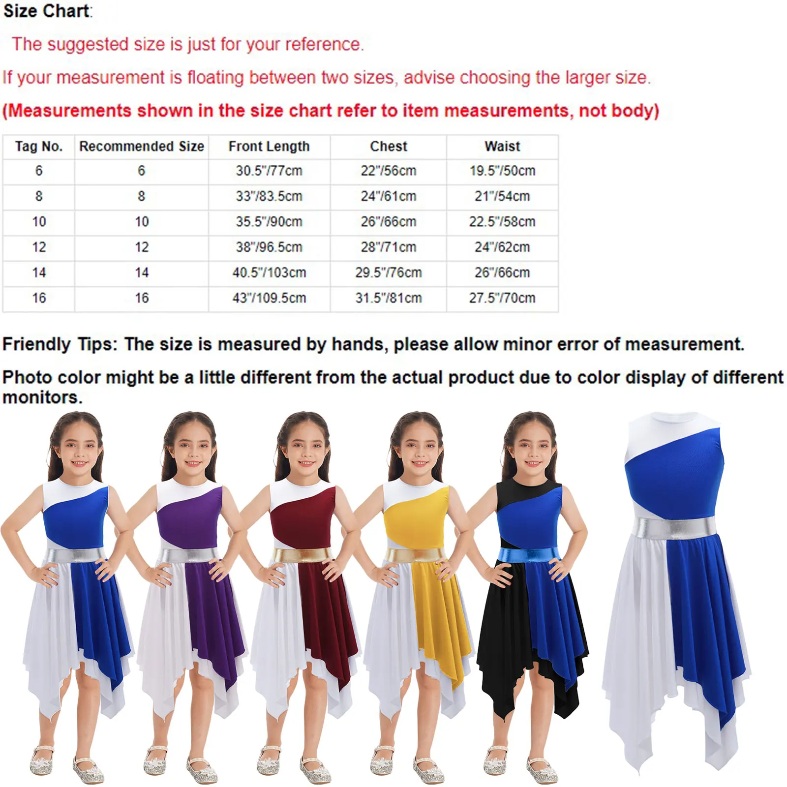 Vestido de baile lírico para niños y niñas, ropa con dobladillo asimétrico para coro de Iglesia, salón de baile, Vals, actuación en escenario