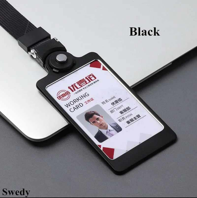 

High Quality Aluminum ID Badge Card Holder Work Office School Name ID Tag Holder With Lanyard