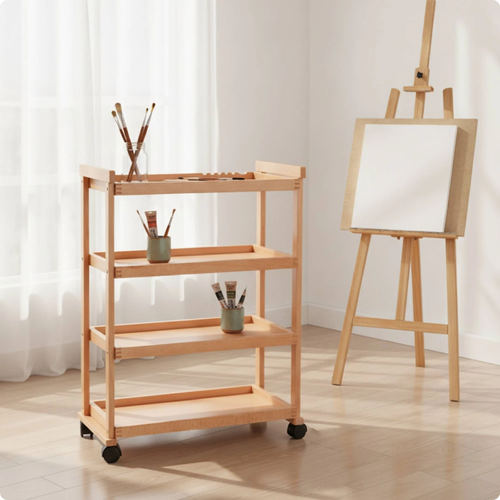 Art Cart Open-Shelf Studio Cart Organizer Versatile Furniture Multifunctional for Artists, Workspace, Classroom