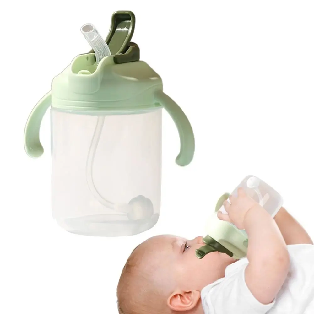 

Leak-proof Toddler Water Bottle Portable Dual Handle Learning Water Container Anti-bloating Double Use Baby Straw Drinking Cup