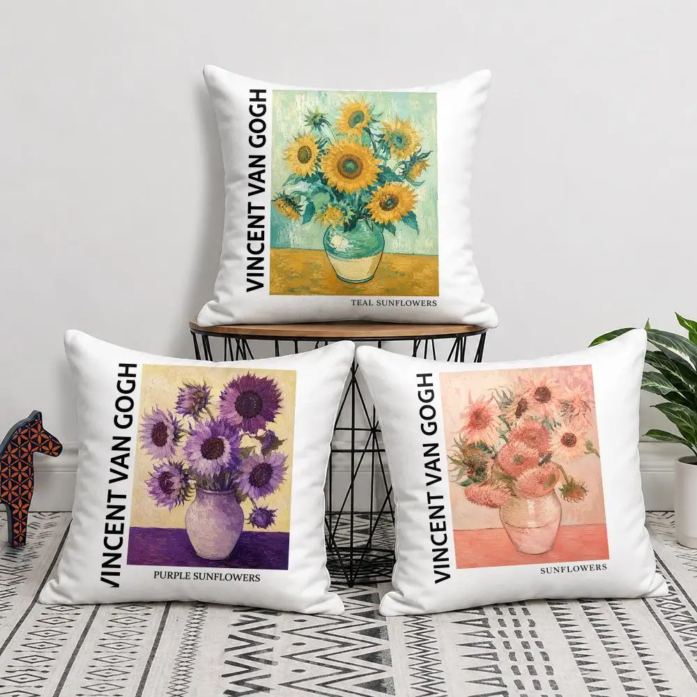 Sunflower Design Cushion Cover Short Plush Soft Double-Sided Printing Pillow Case Cozy Sofa Bedroom Home Decor Gift 2