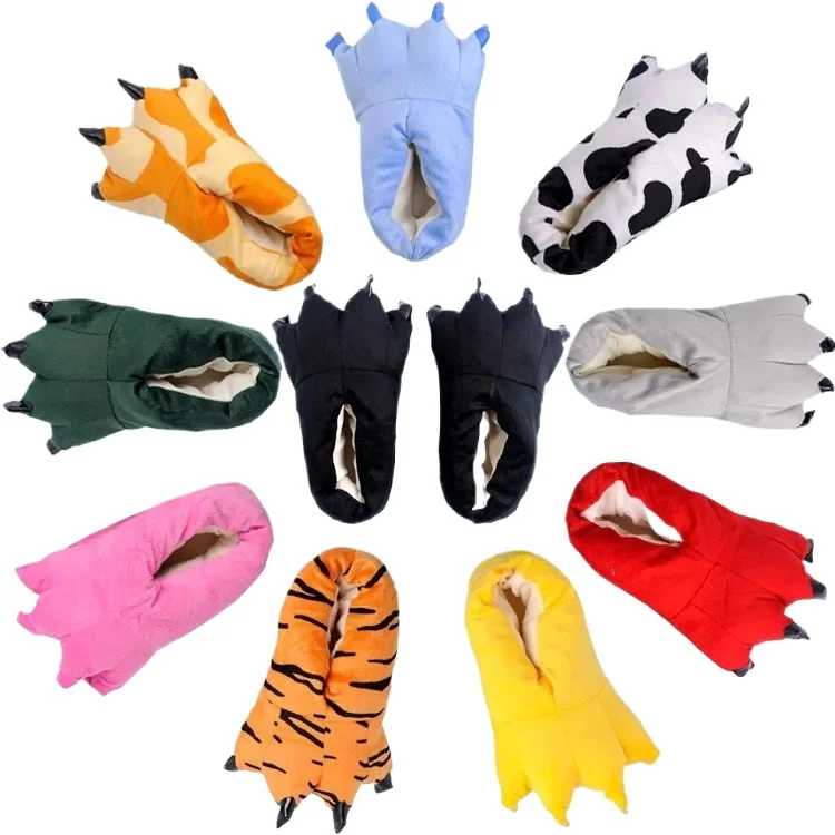 2024 adulti Cute Animal Cartoon pantofole donna uomo scarpe bambini Cartoon Paw Winter Warm Claw Slipper per Halloween Christmas